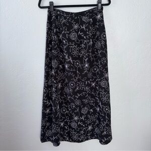Vintage Talbots Black and White Floral A-Line Skirt
